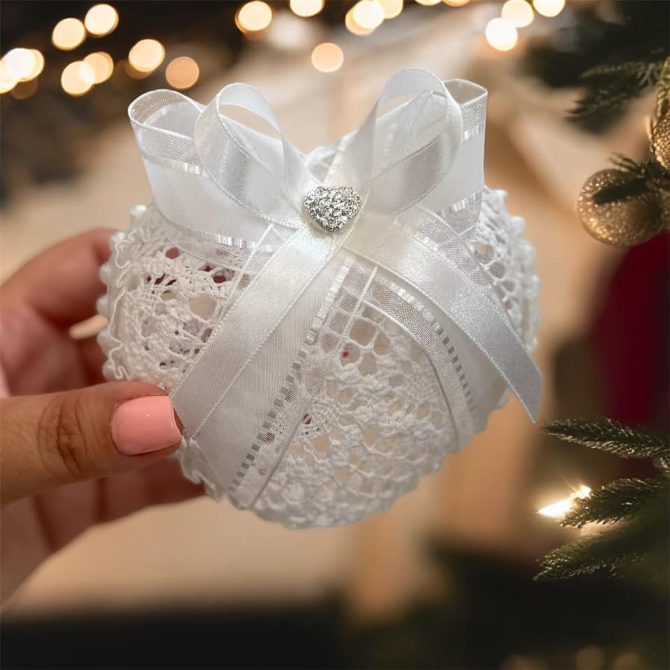 Horgolt karácsonyi szívecske