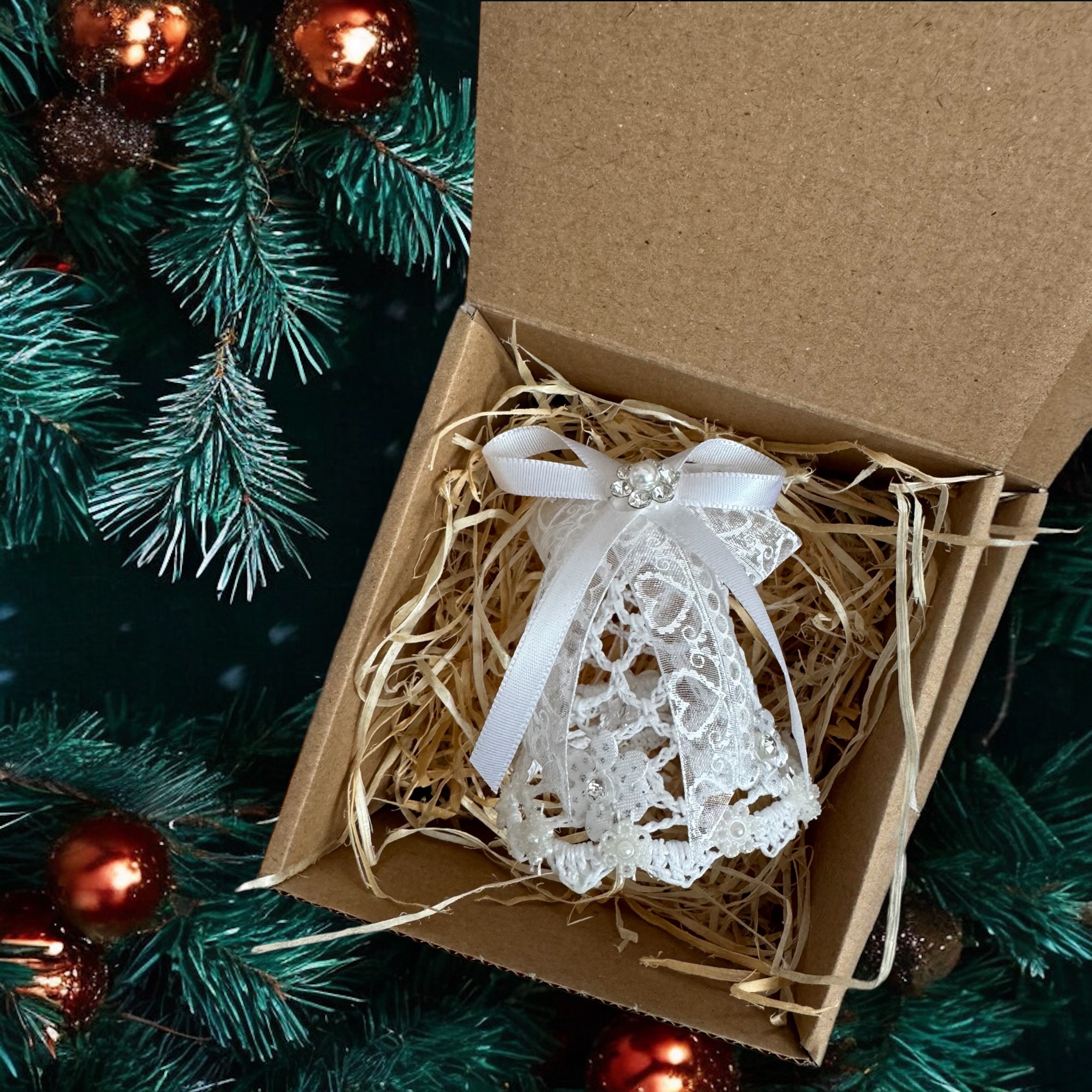 Horgolt díszek 1 db-os box - harang