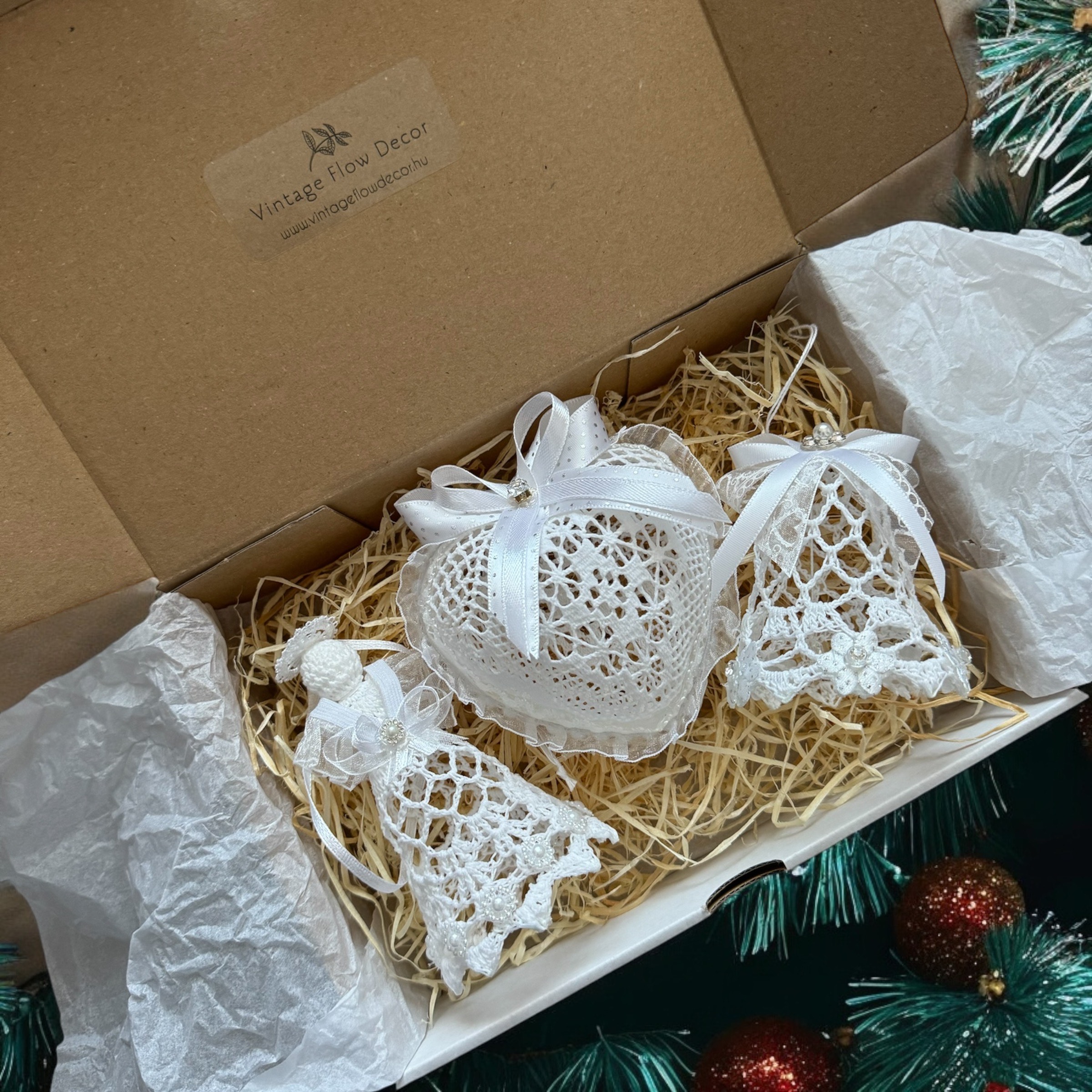 Horgolt dísz - 3 db-os box